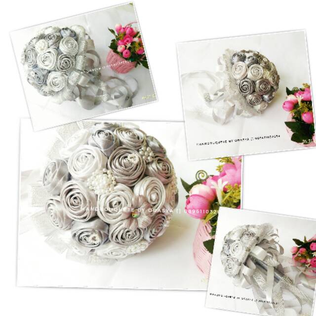 Silver Buket Bunga Tangan Pengantin Hand Bouquet Wedding Bouquete Aksesoris Pengantin By Orasya Shopee Indonesia