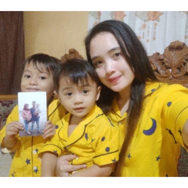 Piyama STARMOON KUNING bisa couple mom kids and family