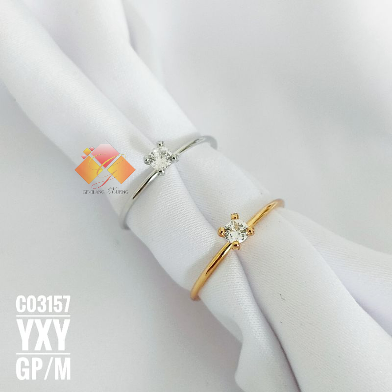 Cincin Yaxiya Simple Model Tipis Mata Satu C03157