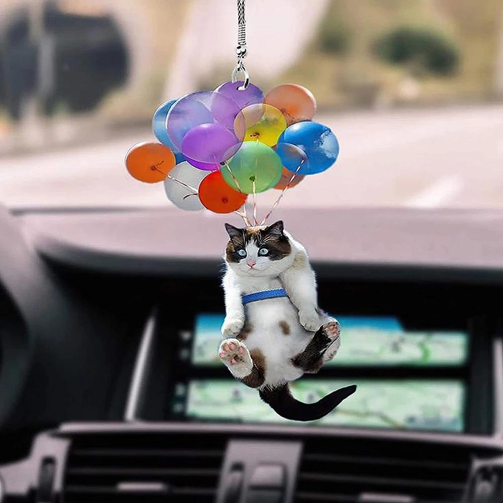 Rebuy Car Hanging Ornament Dekorasi Interior Mobil Untuk Hadiah Kucing Lucu Hiasan Dinding Balon Warna Warni Akrilik