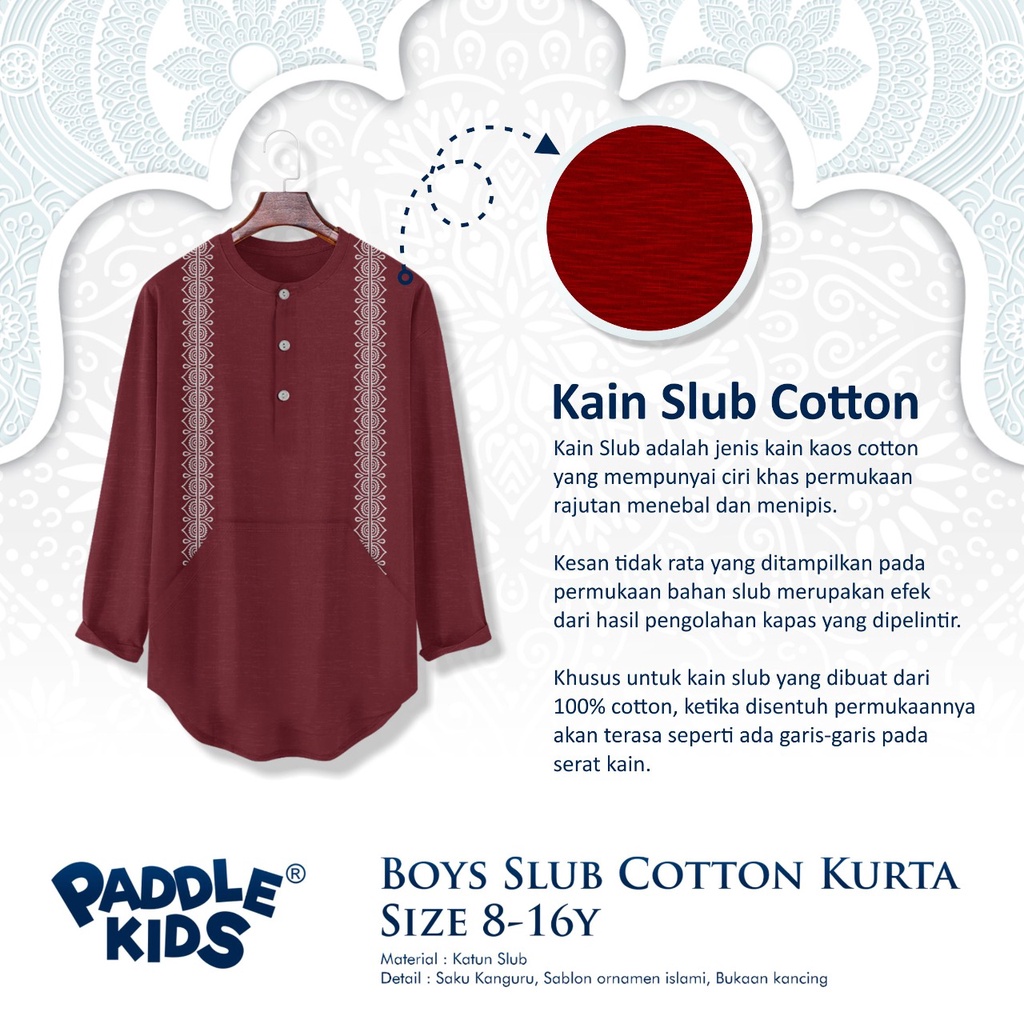 KEMEJA KOKO PANJANG KURTA SLUB USIA 8-16 TAHUN