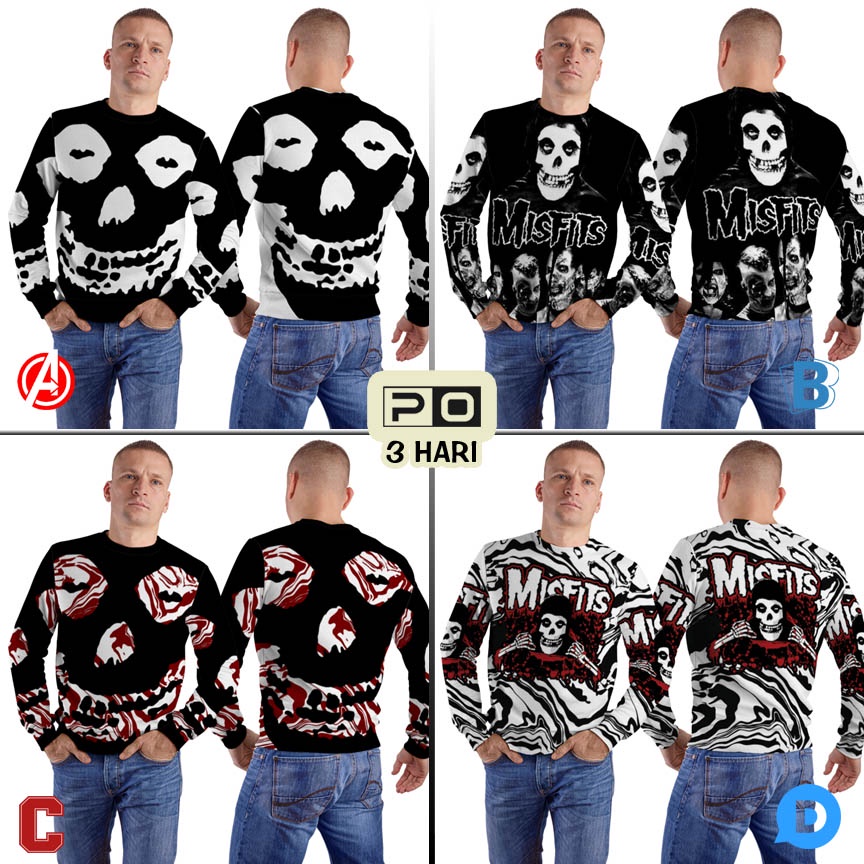 Sweatshirt Misfits Sweater Sweatshirt Fullprint Bahan Polyester