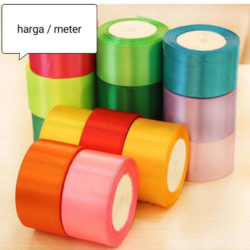 

eceran meteran satuan pita satin 5 cm | pita satin 2" untuk buket bunga pita besar lebar