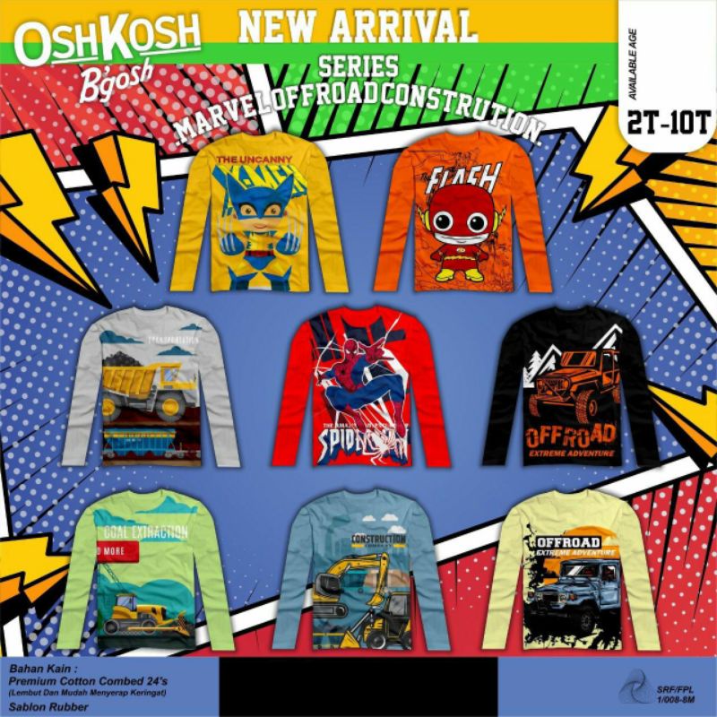 Kaos Anak/Kaos anak lengan panjang/Kaos marvel Offroad