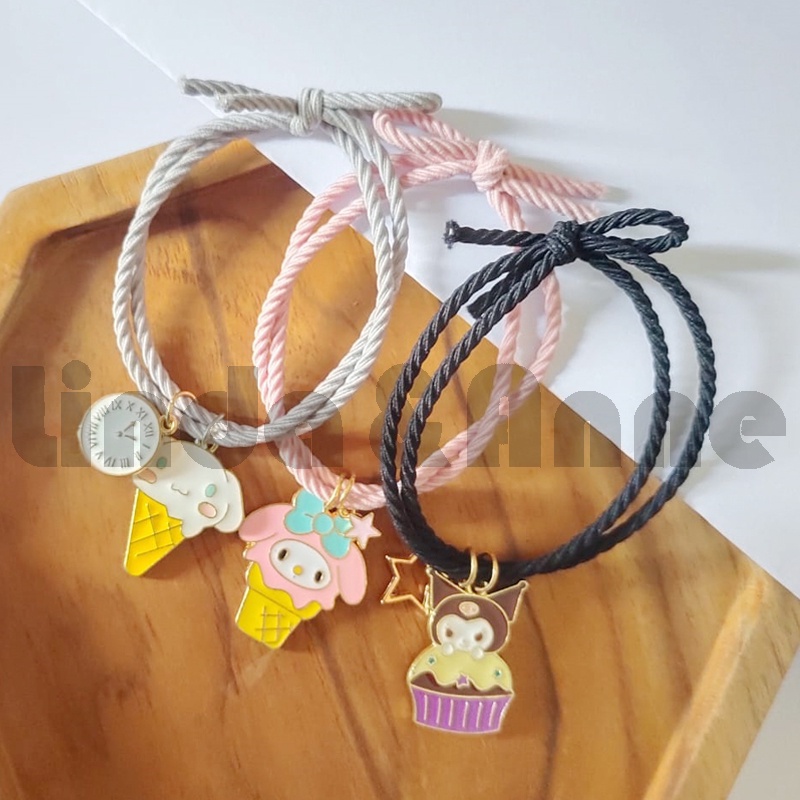 [1 PCS] Gelang Tali Karet Liontin Bunga &amp; Karakter Lucu Aksesoris Fashion Wanita