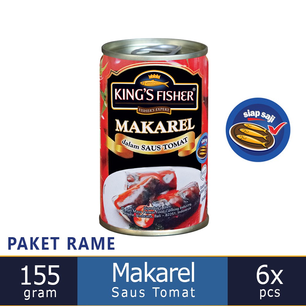 

MyHomey Kings Fisher Paket 6 pcs makarel mini saus Tomat Makanan Kaleng 155 g kings fisher