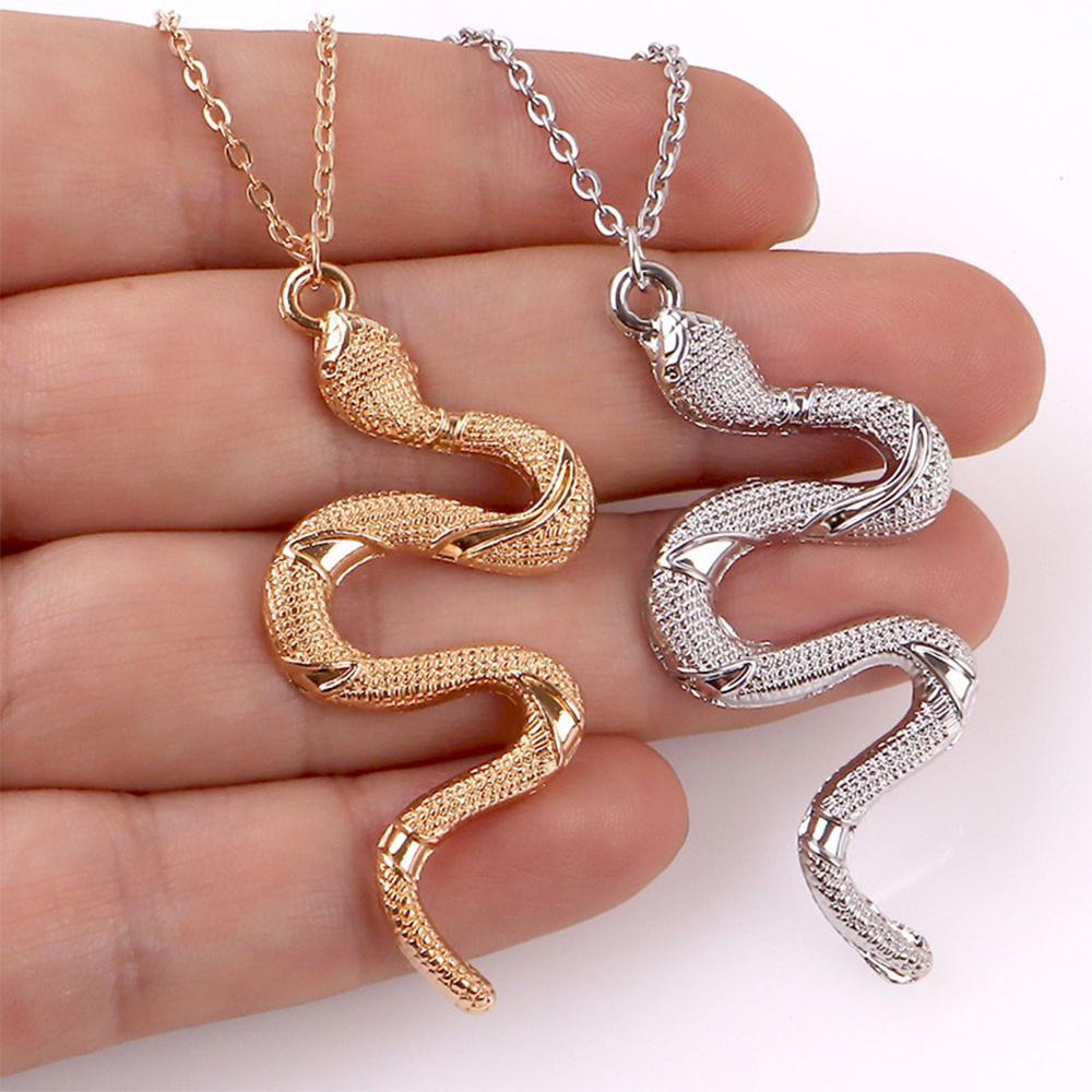 Top Snake Pendant Kalung Pria/Wanita Boho Vintage Punk Unquie Warna Emas Perak Perhiasan Statement Pouplar Necklace