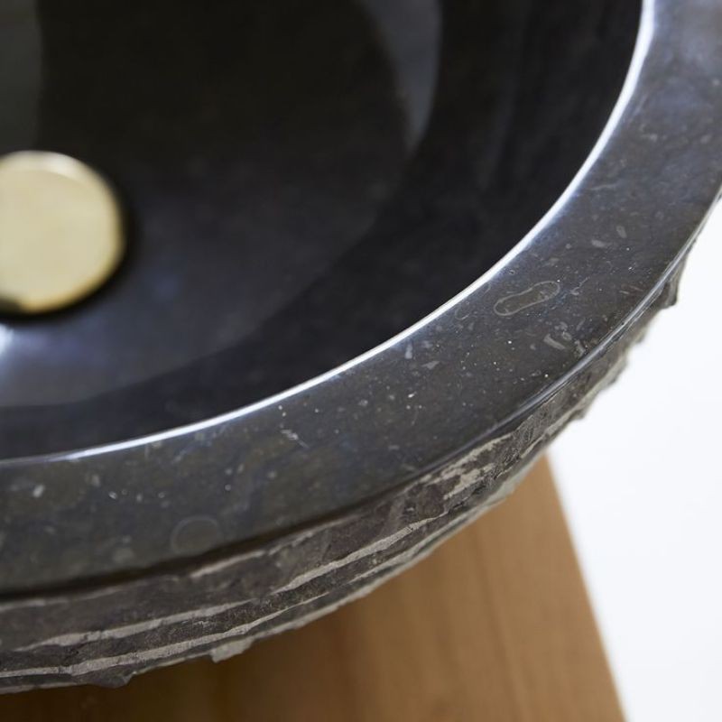 Wastafel batu marmer erosi hitam/darkgrey