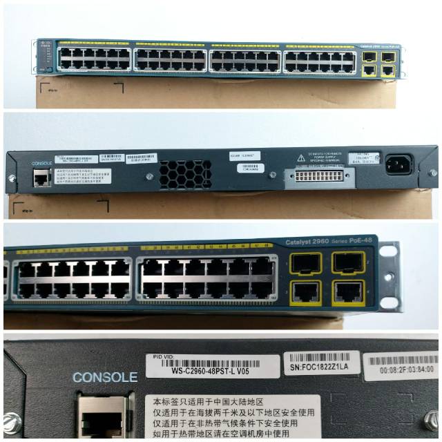 Cisco catalyst 2960 series PoE-48 Type WS-C2960-48PST-L V05 siap pakai