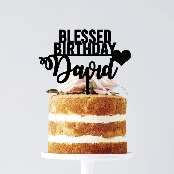 Custom Cake Topper Acrylic Blessed Birthday Hiasan Tancapan Akrilik