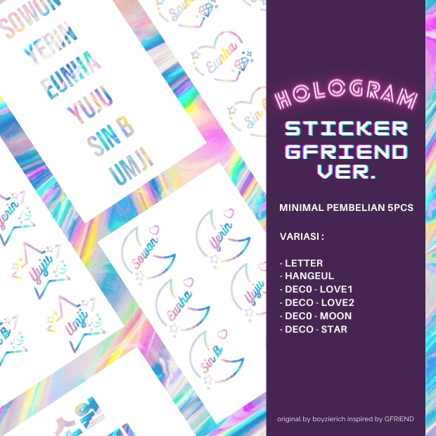 (MIN. 3PCS) STICKER GFRIEND HOLOGRAM DECO FANMADE STIKER HIASAN LIGHTSTICK LAPTOP HANDPHONE