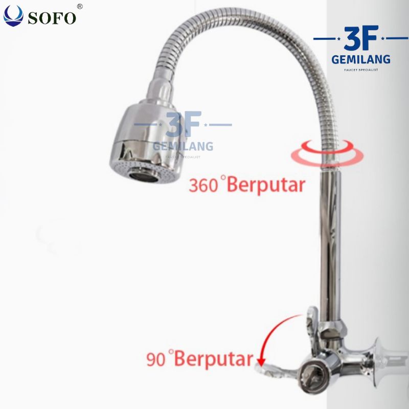 Sofo - Kran ANGSA DAPUR FLEXIBLE KEPALA BESAR 1/2 INCH PREMIUM QUALITY