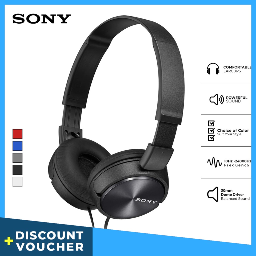 Earphone Sony MDR-ZX310AP Headset Overband With Microphone - Black