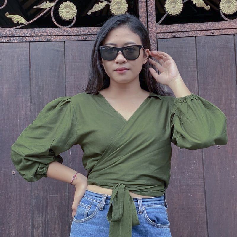 WRAP TOP BLOUSE | OUTER | CROP TOP RAYON | ATASAN WANITA