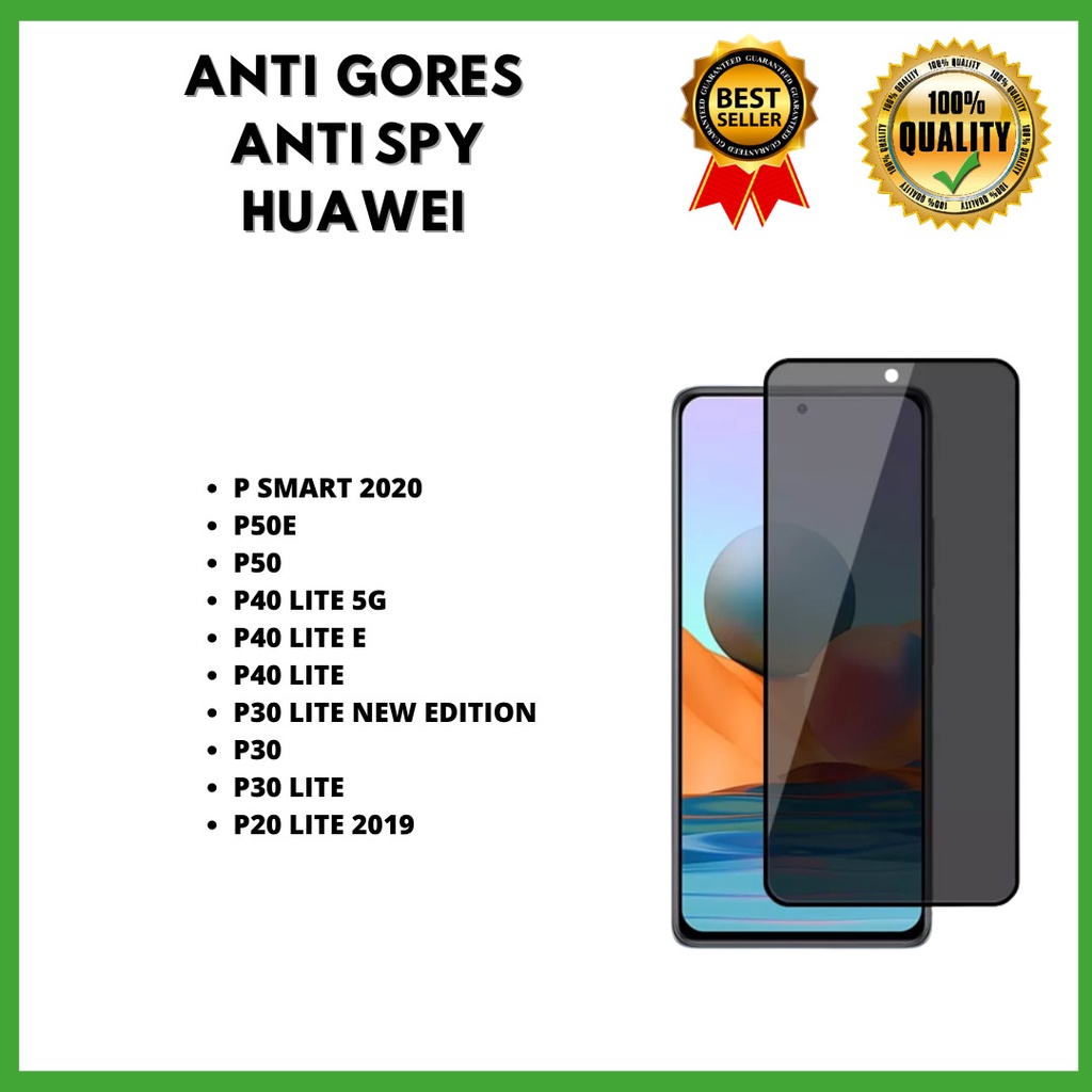 TG ANTI SPY / ANTI PRIVACY - HUAWEI P SMART 2020 - P50E - P50 - P40 LITE 5G - P40 LITE E - P40 LITE  - P30 LITE NEW EDITION - P30 - P30 LITE - P20 LITE 2019