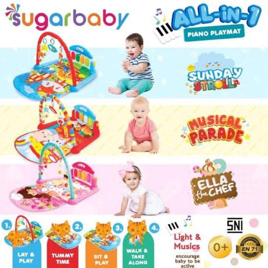 SUGARBABY Day &amp; Nite Piano Playmat Playgym Piano sugarbaby playgym playmat mainan musical Baby GYM PIANO PLAYMATE SUGARBABY PLAYMATE PLAYGYM PIANO SUGARBABY ALL IN 1 PIANO PLAYMAT PLAYMATE BAYI KARPET PIANO PLAYMATE MUSIK