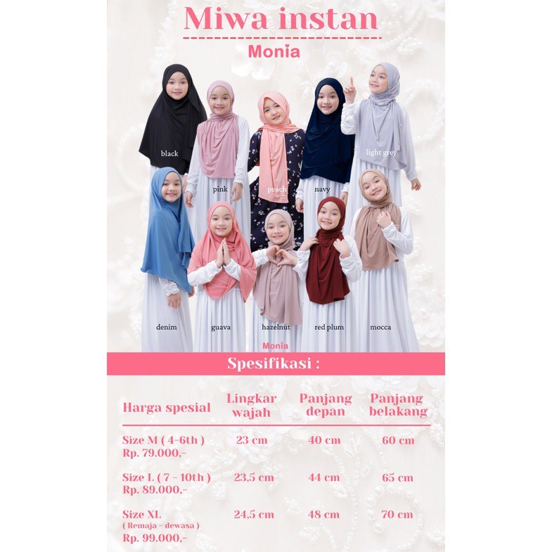 Monia Hijab Kids - Miwa Hijab Pashmina Instan Kerudung Bayi Jilbab Anak