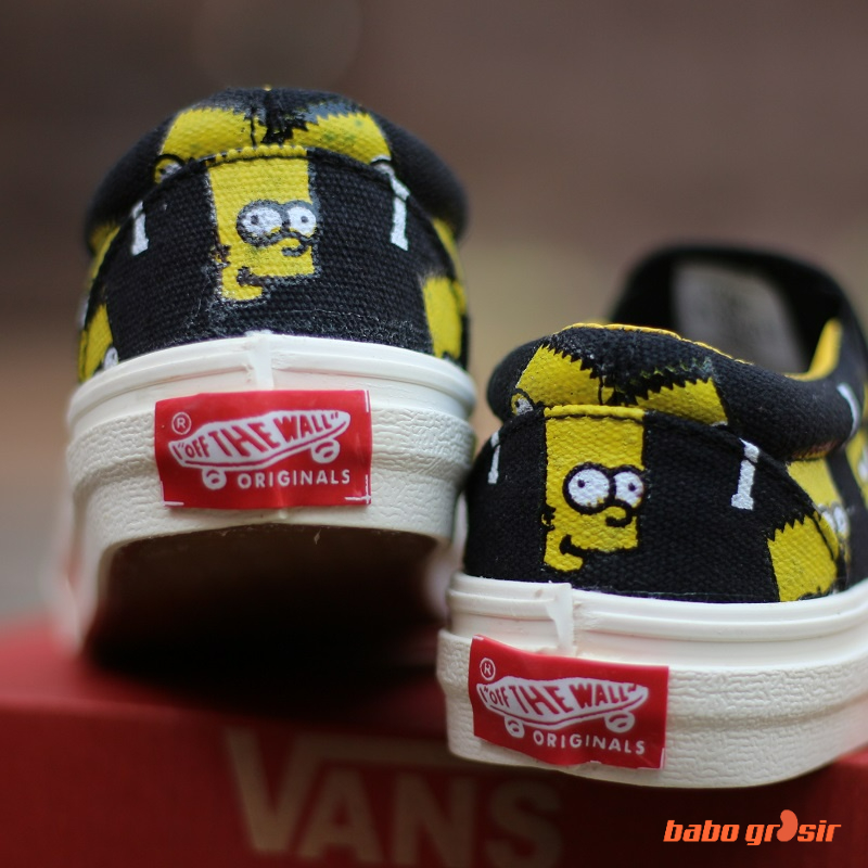 PROMO BEST QUALITY Sepatu Anak Vans Slip On KIDS Bart Lisa White, Tapak Gum Outsole Anti Slip, Import Premium