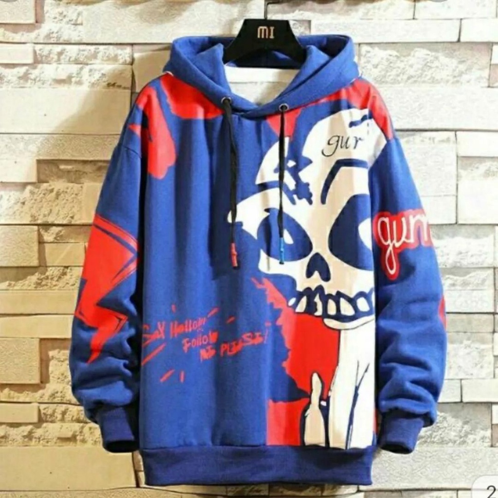 Outwear Unisex Skull Hoodie Trendy Gaya Casual