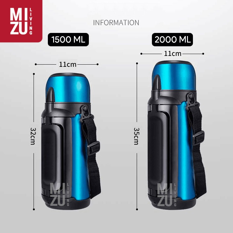 MIZU EXPEDITION 1500ml 2000ml Vacuum Thermos Bottle TAHAN 48 JAM Termos Botol Air Panas Air Es-7