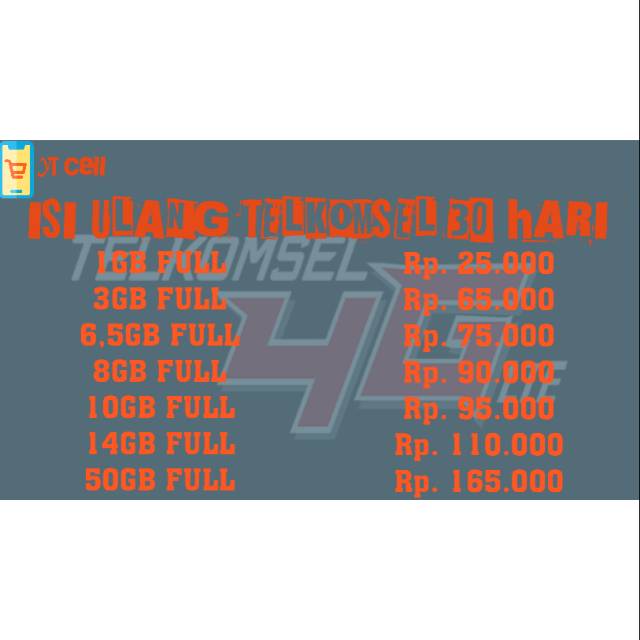 PROMO KUOTA TELKOMSEL 50GB FULL 30 HARI 