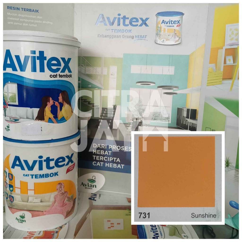 Cat tembok avitex 1kg cat campuran air cat plafon triplek 731 Sunshine berkualitas