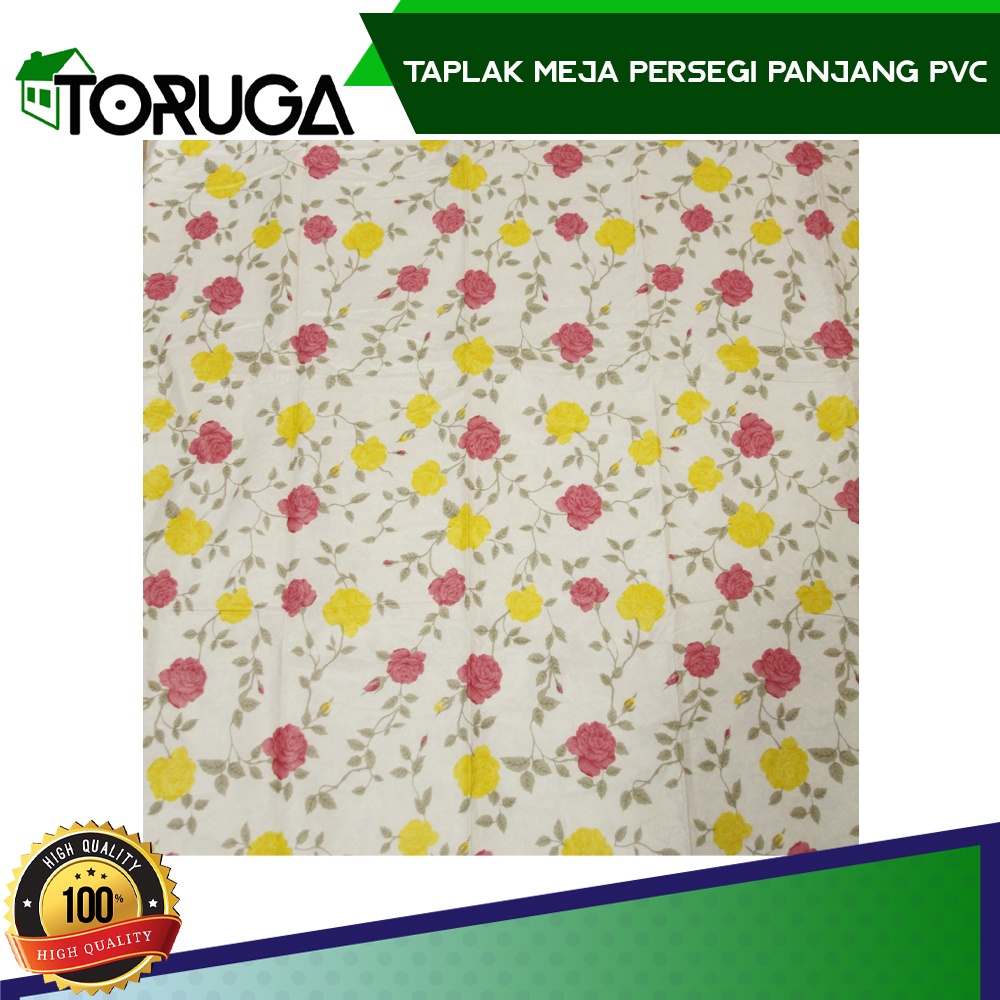 TAPLAK ALAS MEJA MAKAN TAMU PERSEGI ANTI AIR BAHAN PVC BUNGA 137 x 183cm