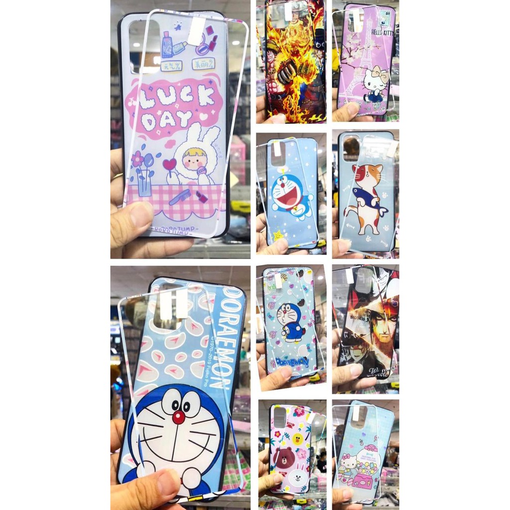 Hardcase Full cover + Tempered glass Oppo A1K,A11K,A12, A3S, A5S, A7,A31 2020,A5,A9 2020