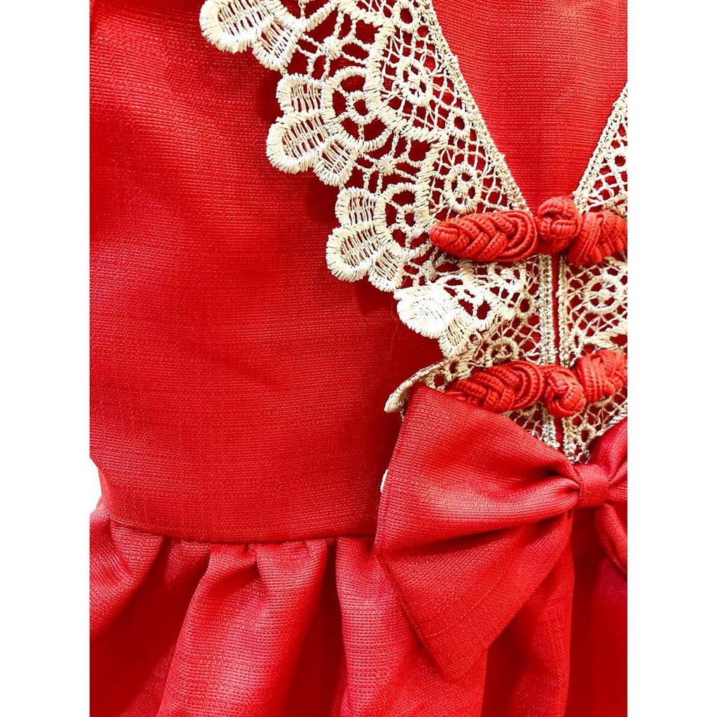 LUX DRESS / RED cheongsam baju sangjit pesta konyen imlek anak bayi perempuan cewek cewe Mewah Terlaris lucu babeebabyshop-2