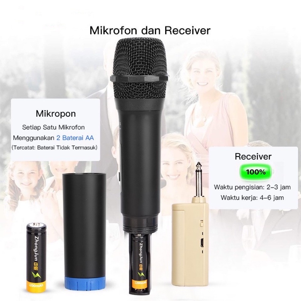 【33LV.ID】Mic Wireless Double dan Single Sound Best Mikrofon Dinamis Profesional