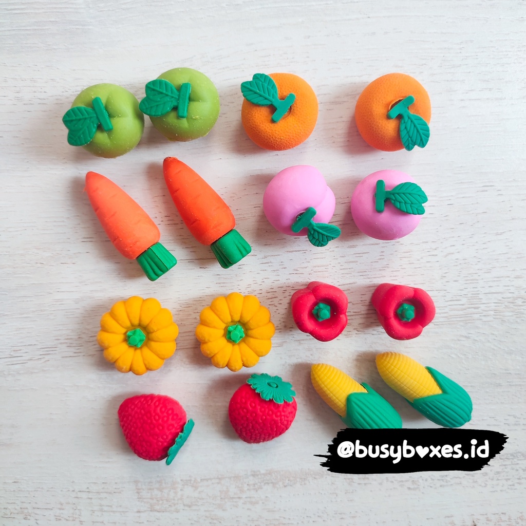 [busyboxes.id] Mainan Edukasi Pretend Play Penghapus Buah dan Sayur isi 16