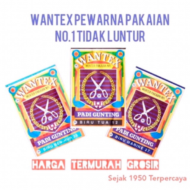 [A] Wantex pewarna pakaian kain 1-18 wantex wenter cap padi gunting pewarna baju sumbo tie dye kaos