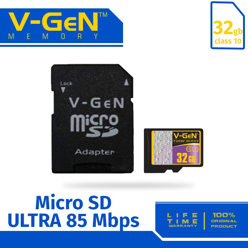 Micro SD V-gen 32GB Turbo Series MicroSD HC Vgen 32 GB Class 10 V GEN HYPER