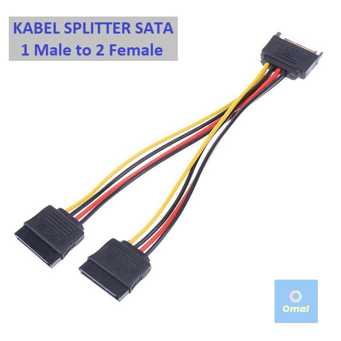 Kabel Power Sata 15pin Male To Dual Sata Female Splitter 2 Cabang