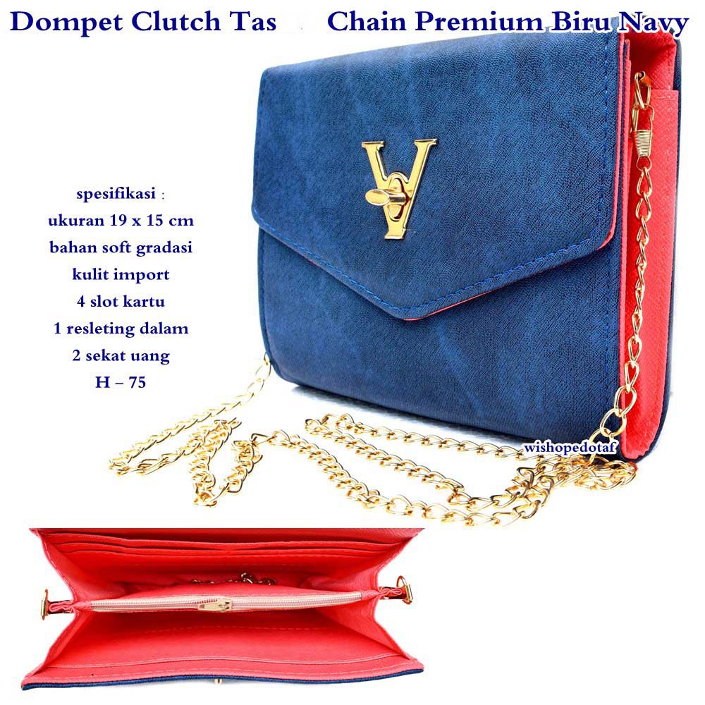 tas selempang wanita kulit premium biru dongker