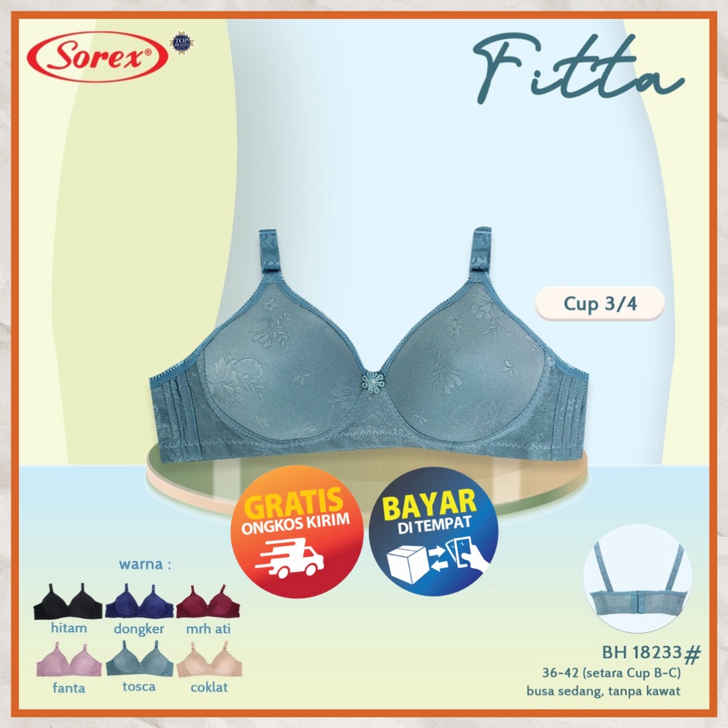 Sorex Bra Busa Tanpa Kawat Kait 3 Setara Cup C Cup Besar Lacey Bra Harian BH 33438