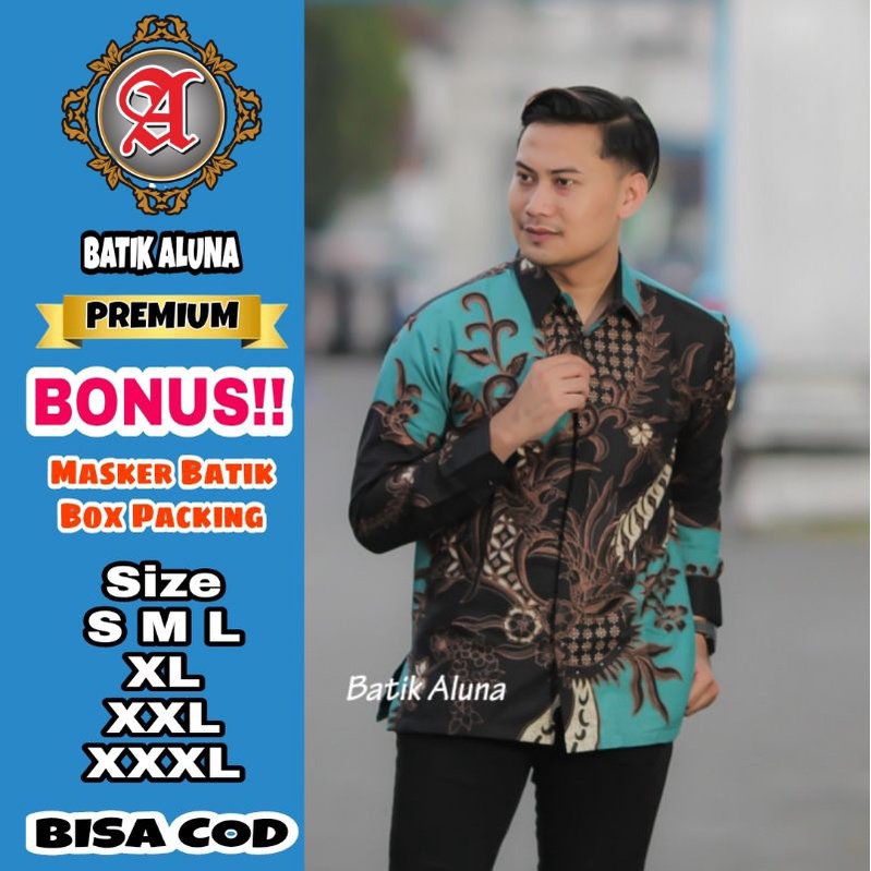 Baju Batik Pria Premium Lengan Panjang Full Furing Batik Solo Pekalongan Batik Reguler Batik Aluna P