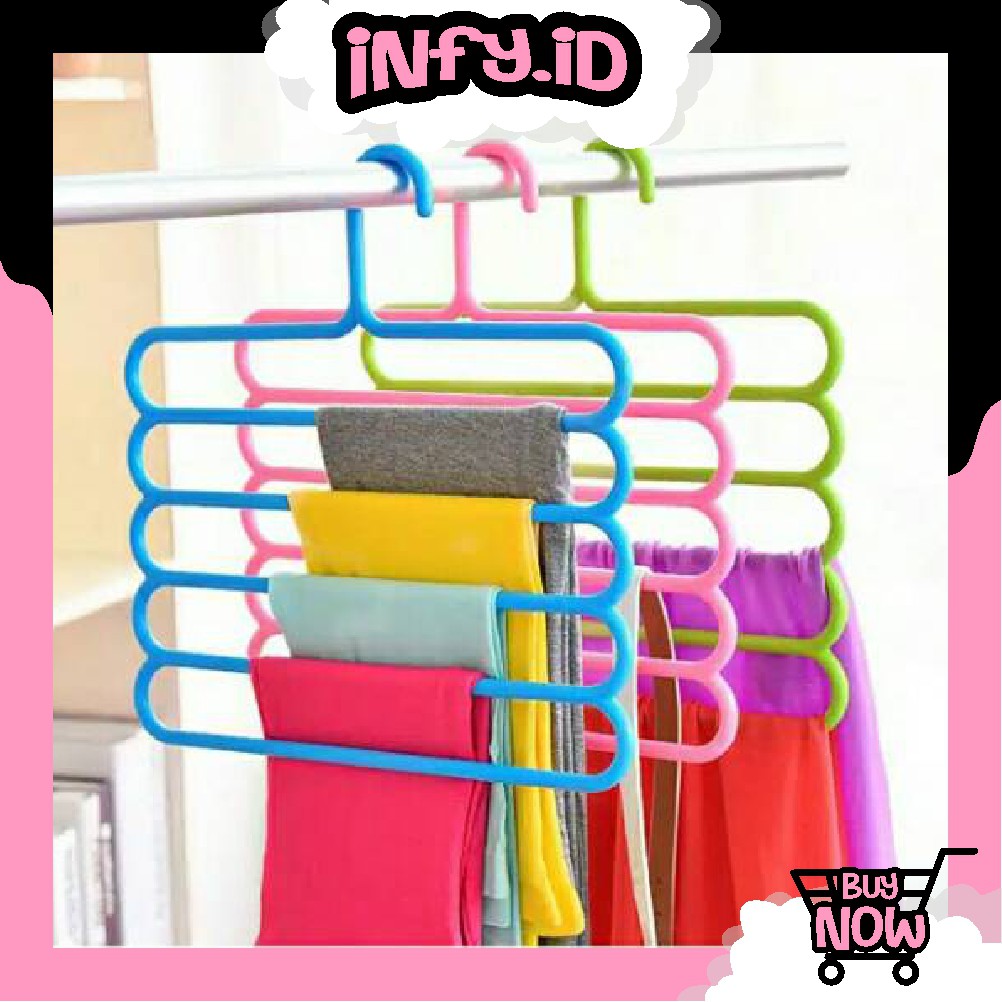 INFY - Hanger Gantungan Pakaian 5 Tingkat 5In1 Multifungsi Susun Baju Handuk Fashion Import R062