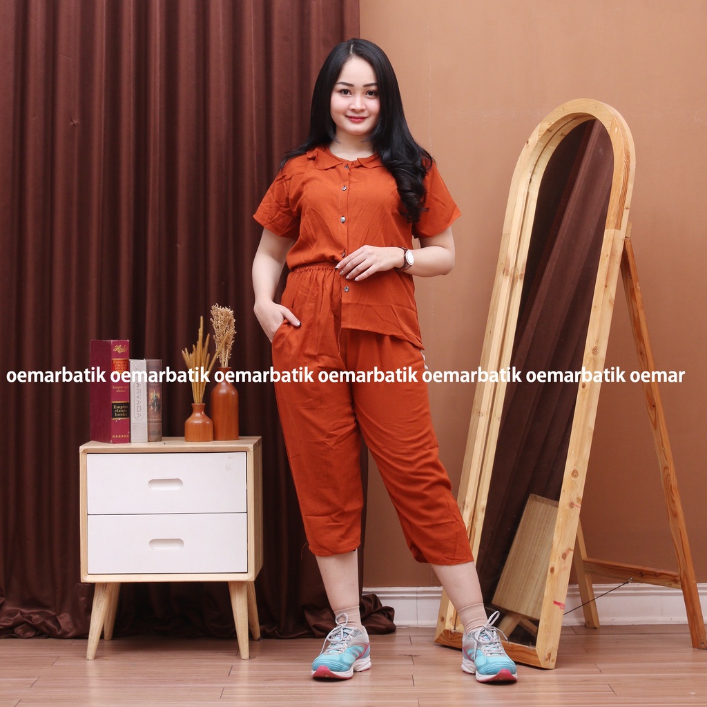 BAJU ONE SET DAILY OOTD PAJAMAS PIYAMA PAKAIAN TIDUR CELANA SETELAN POLOS  KEMEJA BAHAN KATUN RAYON