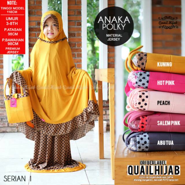 Mukenah anak anaka polky s1 /  quail hijab