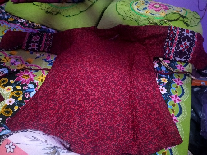 Batik Couple Keluarga Maura Couple Sania Ruffle Ori Ndoro Jowi Dnt Termurah Motif Mega Mendung Merah