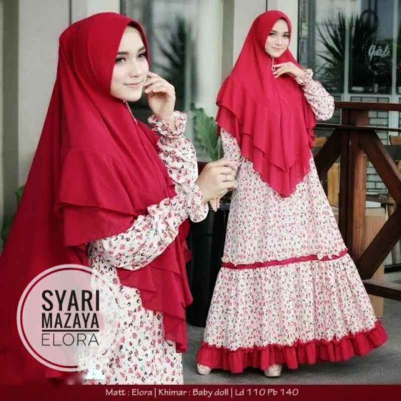 COD Gamis Pesta Syari Mazaya Elora set khimar