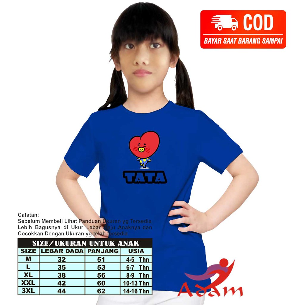 BAJU ANAK PEREMPUAN BT21 TATA BTS / Carracter Kpop T-shirt / Kaos Wanita murah / Kaos Cewek