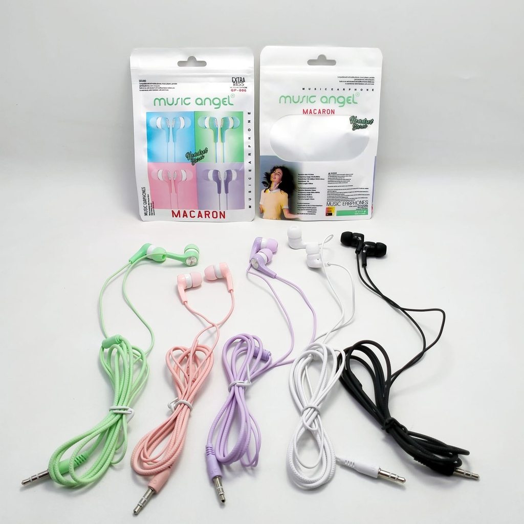 Headset Handsfree Musik Angel Macaron / Headset Musik Angel Macaroon Mate Color Hifi Extra Bass