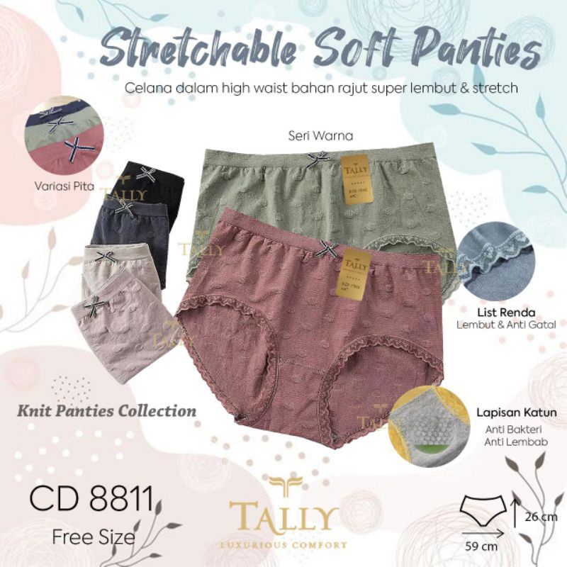 TALLY CD CELANA DALAM RAJUT 8811 I FREE SIZE  FIT XL 1PCS WARNA RANDOM