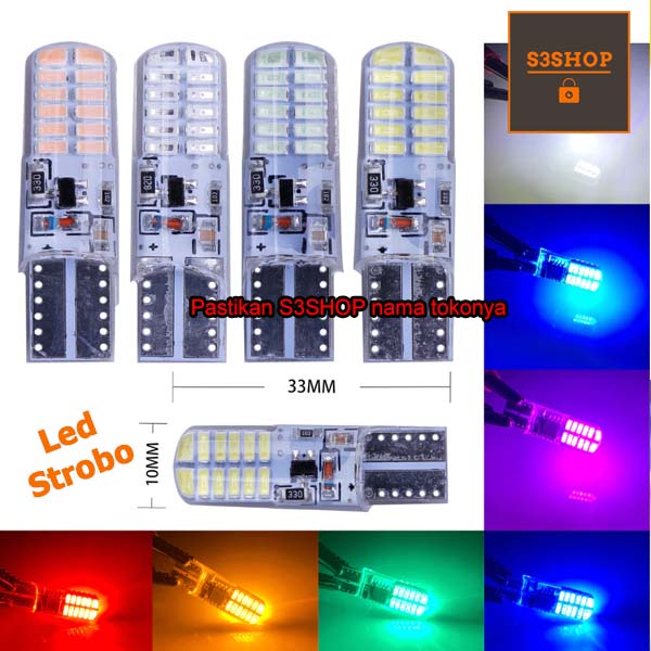 Lampu LED Senja T10 3014 12V 24V Gel Jelly Strobo Flash Kedip 24 Mata