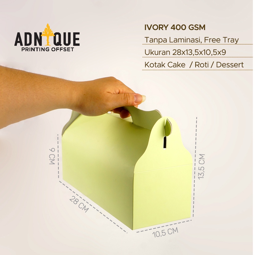 

Paket 10 PCS IVORY 28x10,5x9x13,5CM Box Croffe, Cake Roll, Roti, Dessert -(H HIJAU)