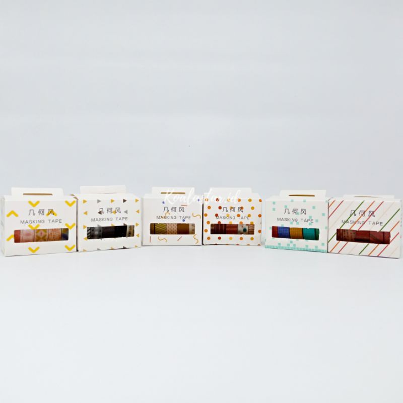 

5 Pcs / Box Washi Tape Motif Geometrik 10 mm Scrapbook Diary Journal