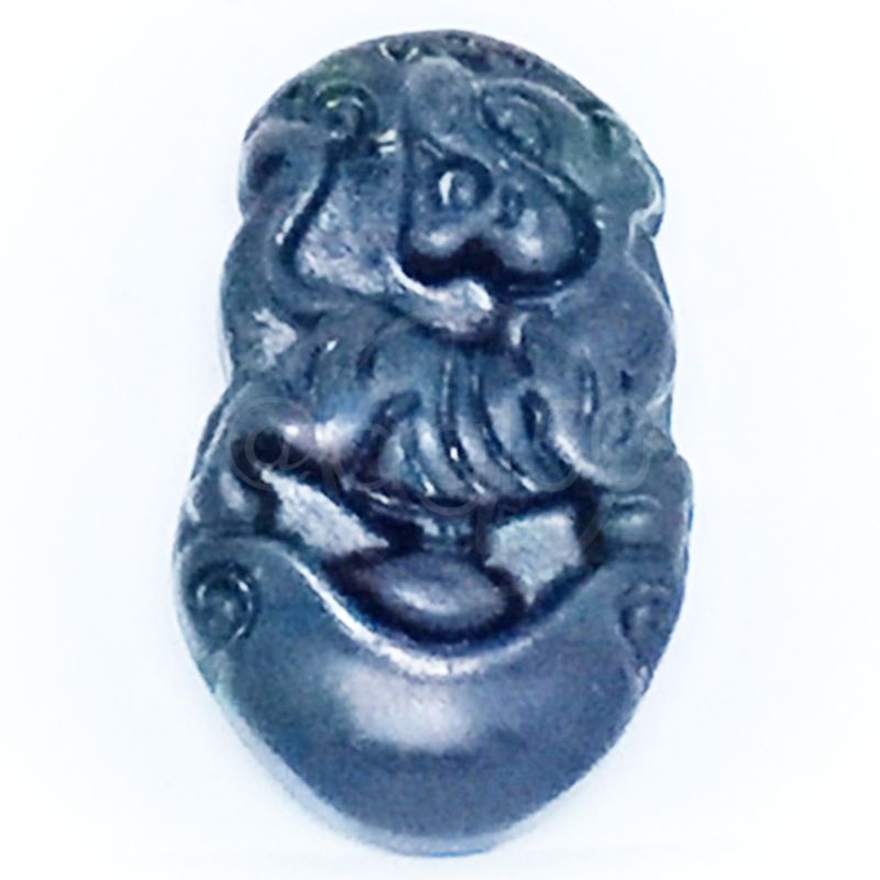 Mata Kalung/Liontin Ukiran Shio Harimau/Macan Batu Giok Hitam Alami/Natural Black Jade Asli Alam 15