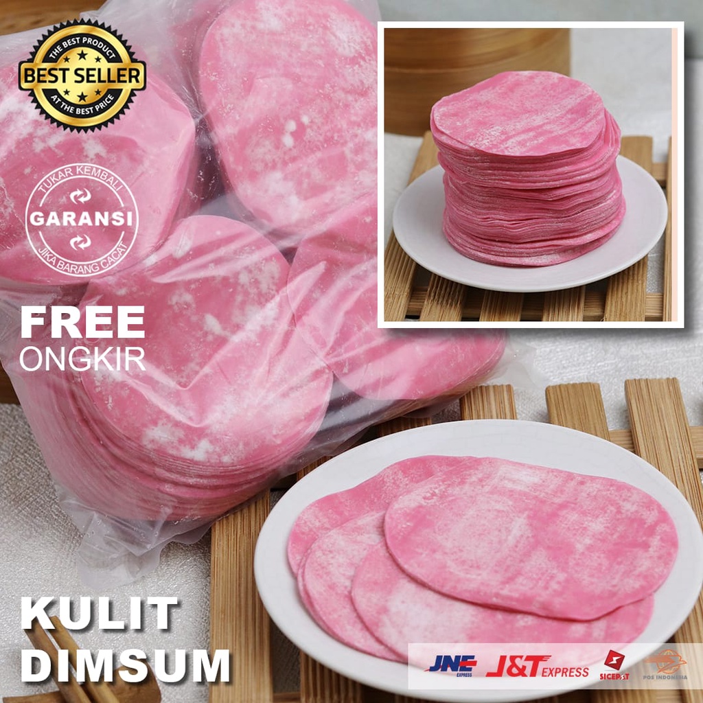 kulit dimsum gyoza dim sum warna pink merah muda tipis elastis 250gr (-+80)